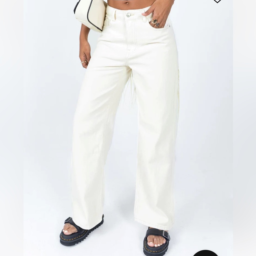 Princess Polly Hallow Denim Cream Jeans